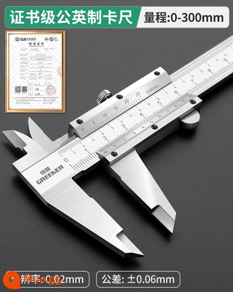 Green Forest thép không gỉ Vernier Caliper công nghiệp cao cấp hộ gia đình có độ chính xác cao màn hình hiển thị kỹ thuật số dầu Caliper tiêu chuẩn thước đo nhỏ công cụ - Mẫu chứng chỉ theo hệ mét và của Anh] 0-300mm [một máy, một chứng chỉ] với báo cáo thử nghiệm và đo lường của bên thứ ba