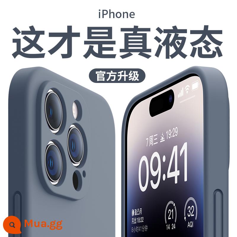 Thích hợp cho vỏ điện thoại di động Apple 14promax mới màu tím đậm iPhone13Pro silicone lỏng 12pm ống kính chống rơi toàn diện 11 màu trơn mẫu nữ cộng với cặp nam cao cấp đơn giản i - [Bà Grey] Ống kính bao gồm tất cả và chống rơi