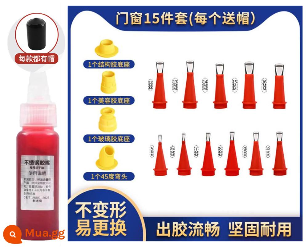 Có thể tháo rời vòi phun bằng thép không gỉ keo tạo tác cấu trúc thủy tinh súng loại vịt cửa ra vào và cửa sổ sử dụng đặc biệt tường bên ngoài làm đẹp căn cứ - Bộ trang trí nội thất 15 món tặng kèm dầu khô