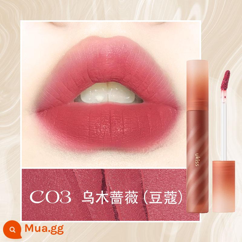 UKISS Sữa Sương Lip Glaze Matte Người Mới Học Sinh Nhung Matte Dính Cốc Dính Chắc Son Bóng Son Môi bùn - C03 Hoa Hồng Gỗ mun (Bạch đậu khấu)