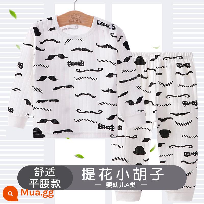 Bộ đồ lót trẻ em cotton nguyên chất cho bé dài tay hai mảnh quần áo bé trai quần lót dài bé gái đồ ngủ mùa hè - ria mép jacquard