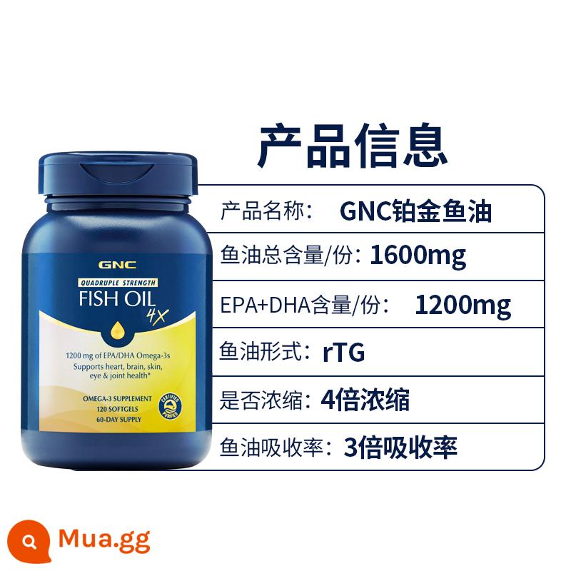 Dầu cá biển sâu có độ tinh khiết cao gnc của Mỹ dầu gan cá tuyết epa omega3 fitness dha viên nang mềm dành cho người lớn dành cho người trung niên và người cao tuổi - Dầu cá 4 lần 1600mg 120 viên