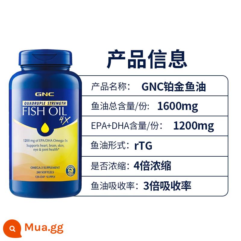 Dầu cá biển sâu có độ tinh khiết cao gnc của Mỹ dầu gan cá tuyết epa omega3 fitness dha viên nang mềm dành cho người lớn dành cho người trung niên và người cao tuổi - Dầu cá 4 lần 1600mg 240 viên