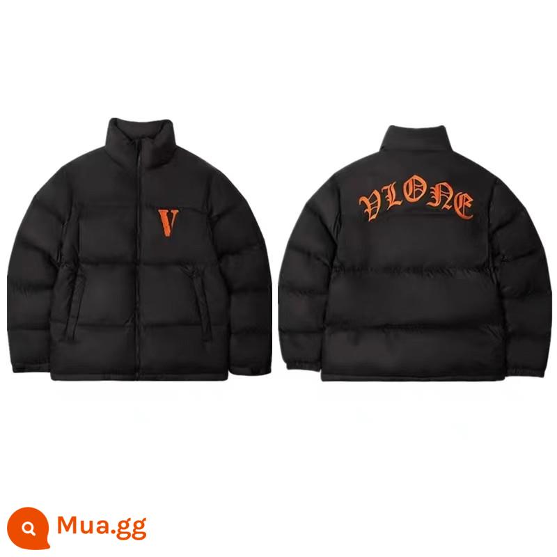 Chính Hãng VLONE Xuống Áo Khoác Đệm Lớn V Gothic Thêu Chữ Cổ Đứng Ấm Rời Mùa Đông Mỹ Áo Khoác - Chữ Gothic màu cam đen [Nhận dạng hỗ trợ xác thực]