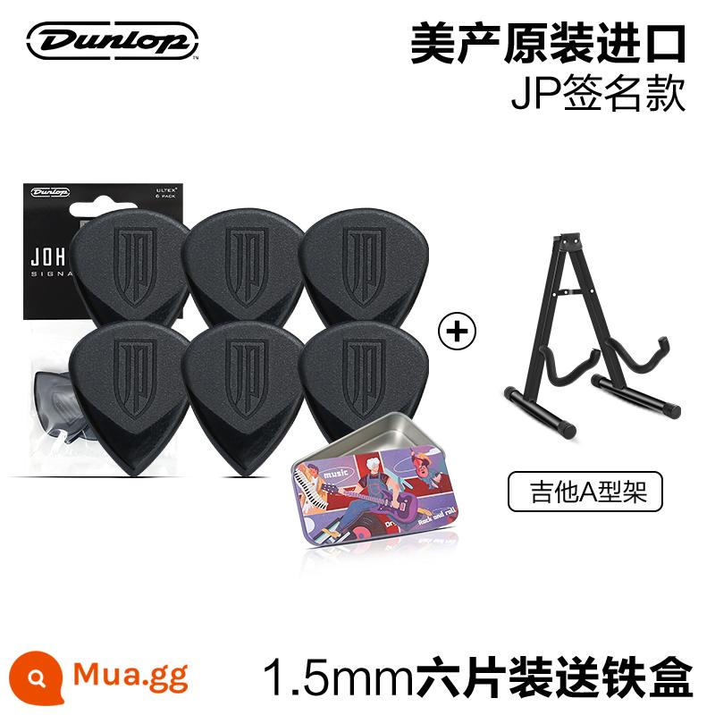 Sáu mảnh Dunlop Dunlop Electric Acoustic Plectrum JP Dream Theater Dân Gian Guitar Chơi Nhanh Quét Dây Lò Xo - [Gói sáu món] 1,5 mm + hộp sắt miễn phí + giá đỡ đàn guitar