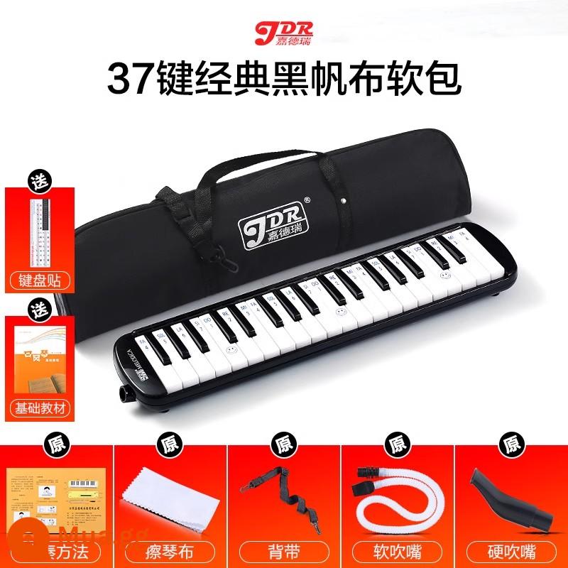 Đàn organ miệng Jiade Rui 37 phím 32 phím dành cho người mới bắt đầu học sinh tiểu học chơi nhạc cụ gió chuyên nghiệp cho trẻ nhỏ và bé gái - 37 phím đen - túi mềm] tài liệu giảng dạy + 1 bộ ống thổi + miếng dán bàn phím