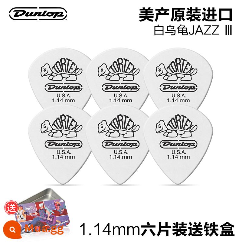 12 miếng gảy đàn Dunlop đàn guitar điện Dunlop chơi nhanh chống trượt đàn guitar dân gian gảy đàn jazz chú rùa nhỏ - 6 miếng|Rùa trắng|1.14mm