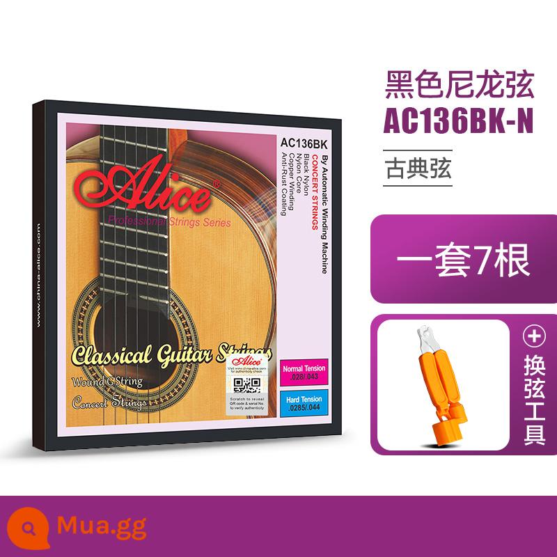 Bộ 6 dây đàn guitar cổ điển Alice 1-6 dây 1 dây nylon đơn phụ kiện đàn guitar cổ điển - Công cụ thay đổi chuỗi AC136BK-N+