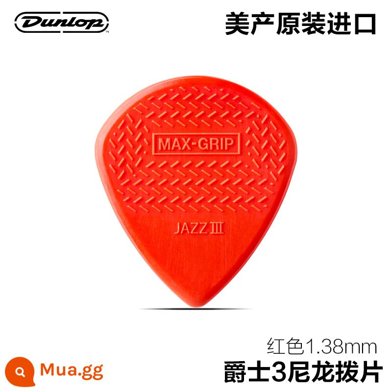 Dunlop Đàn guitar gỗ điện Dunlop chọn ballad quả bom tốc độ chống trơn trượt chịu mài mòn gảy đàn lò xo mảnh nylon điểm nổi Chọn - MAX-GRIP Jazz 3 Nylon Đỏ 1,38mm