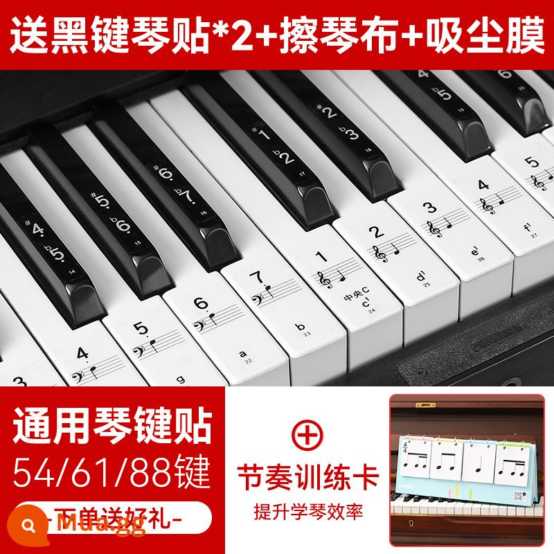 Nano Đàn Piano Miếng Dán Bàn Phím 88/61/54 Phím Bàn Phím Điện Tử Đa Năng Bàn Phím Điện Tử Mới Bắt Đầu Trẻ Em Ký Hiệu Âm Nhạc Note Miếng Dán - Miếng dán phím đàn piano không keo nano + quà tặng + thẻ luyện nhịp điệu