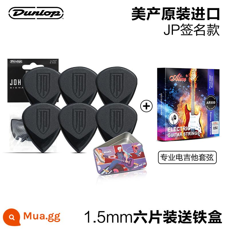 Sáu mảnh Dunlop Dunlop Electric Acoustic Plectrum JP Dream Theater Dân Gian Guitar Chơi Nhanh Quét Dây Lò Xo - [Gói sáu chiếc] 1,5mm + hộp sắt + dây đàn guitar điện