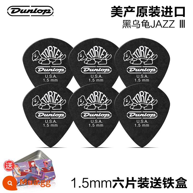 12 miếng gảy đàn Dunlop đàn guitar điện Dunlop chơi nhanh chống trượt đàn guitar dân gian gảy đàn jazz chú rùa nhỏ - 6 miếng|Rùa đen|1.5mm