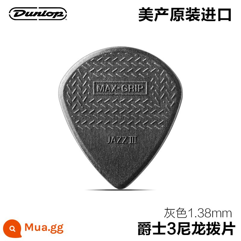 Dunlop Đàn guitar gỗ điện Dunlop chọn ballad quả bom tốc độ chống trơn trượt chịu mài mòn gảy đàn lò xo mảnh nylon điểm nổi Chọn - MAX-GRIP Jazz 3 Nylon Xám 1,38mm