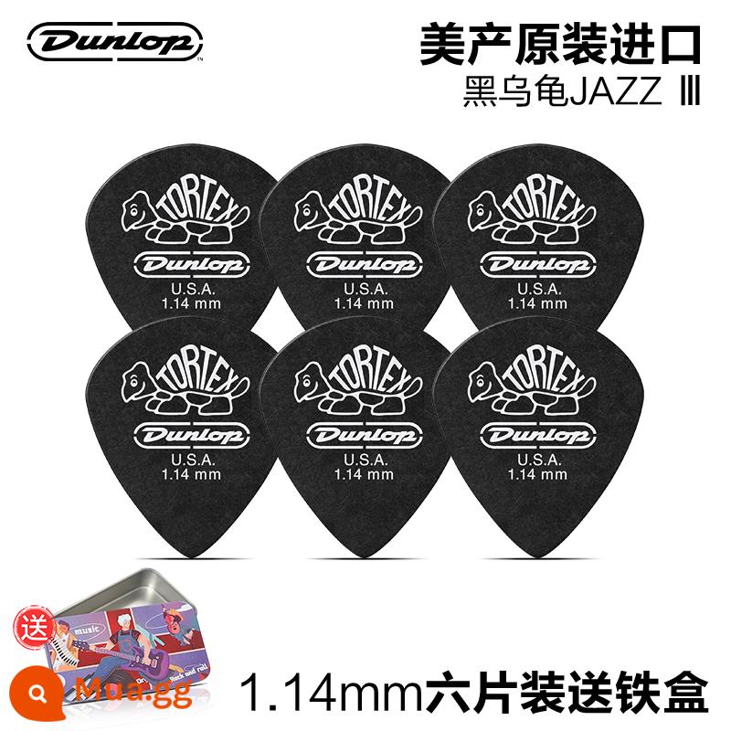 12 miếng gảy đàn Dunlop đàn guitar điện Dunlop chơi nhanh chống trượt đàn guitar dân gian gảy đàn jazz chú rùa nhỏ - 6 miếng|Rùa đen|1.14mm