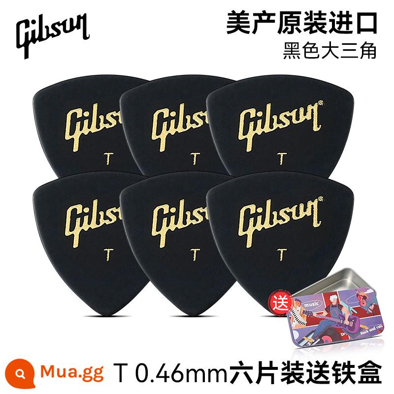 Gibson đàn guitar điện tốc độ chọn ngón tay chọn đàn guitar acoustic dân gian hộp đàn gảy chọn - [Gói sáu mảnh - tam giác đen] 0,46mm + hộp sắt miễn phí