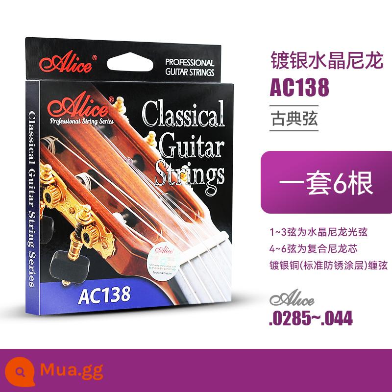 Chính Hãng Alice AJ500 Dây Đàn Guitar Cổ Điển Bạc Dây Nylon Bộ 6 Phụ Kiện Đàn Guitar Cổ Điển - [Dây nylon pha lê mạ bạc] AC138-H (độ căng mạnh)