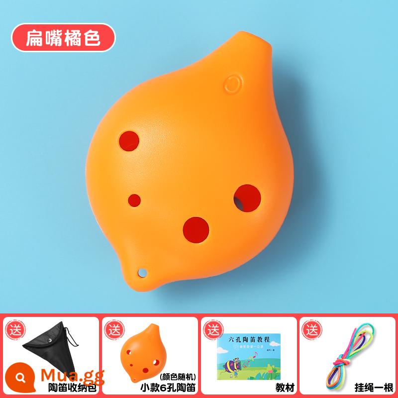 Ocarina 6 lỗ alto C-key dành cho người mới bắt đầu, sáo 6 lỗ bằng nhựa AC chuyên nghiệp dành cho trẻ em và học sinh chơi nhạc cụ - Model miệng phẳng AC 6 lỗ màu cam