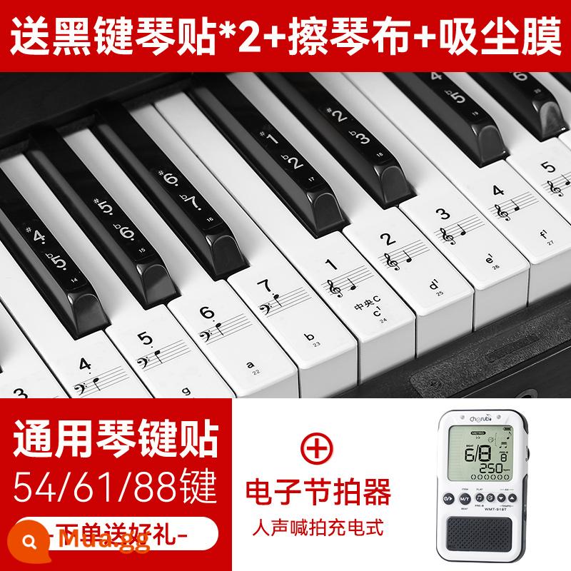 Nano Đàn Piano Miếng Dán Bàn Phím 88/61/54 Phím Bàn Phím Điện Tử Đa Năng Bàn Phím Điện Tử Mới Bắt Đầu Trẻ Em Ký Hiệu Âm Nhạc Note Miếng Dán - Miếng dán bàn phím không keo Nano + quà tặng + máy đếm nhịp điện tử