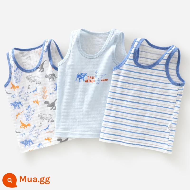 Áo Vest Trẻ Em Bé Trai Cotton Mặc Bên Trong Bé Trai Bé Trai Bé Trai Mùa Hè Vượt Rào Quần Lót Trẻ Em Áo Vest Nhỏ - Khủng long chiến đấu bằng bông thở