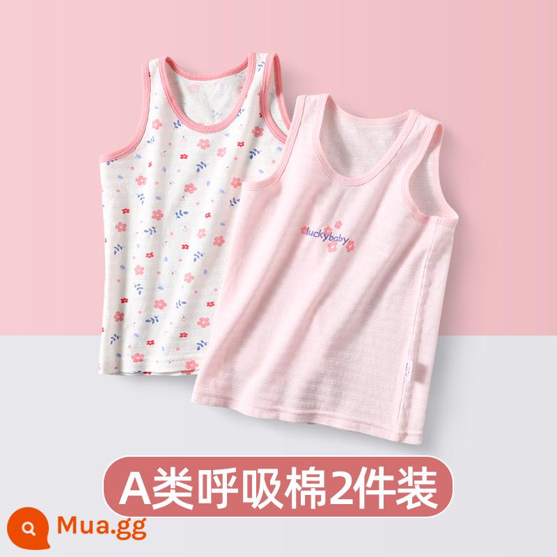 Áo Vest Trẻ Em Bé Gái Mặc Cotton Bé Gái Bé Gái Bé Gái Địu Nhỏ Trẻ Em Bé Gái Quần Lót Bé Gái Vest Nhỏ - Bông thở Huahua (2 miếng)