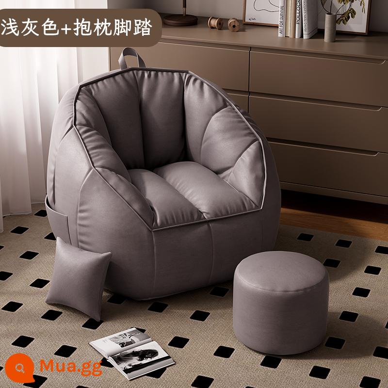 Ghế Sofa Lười Có Thể Nằm Ngủ Đơn Túi Đậu Căn Hộ Nhỏ Trẻ Em Sofa Nhỏ Phòng Ngủ Tatami Ghế Phòng Khách Phòng Khách - Gối kê chân + xám cao cấp - siêu đầy [vải kỹ thuật không giặt]