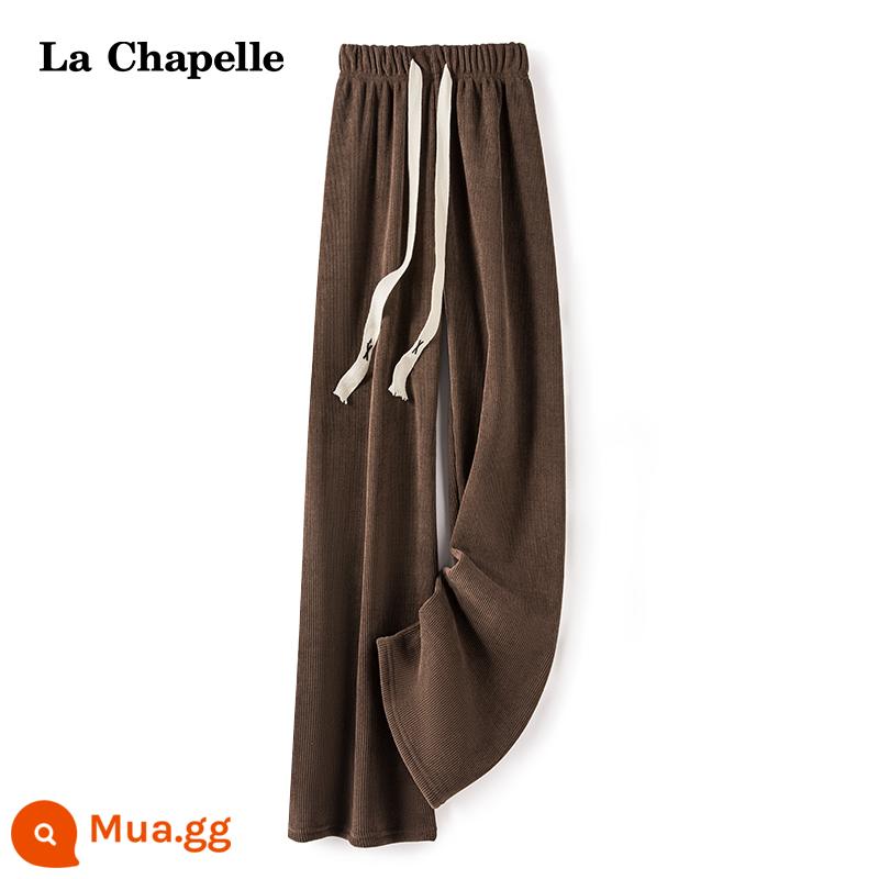 La Chapelle 2022 mùa thu đông nữ mới thẳng vải nhung phong cách dáng rộng Plus nhung quần ống rộng - Màu nâu (kiểu thông thường cộng với nhung)