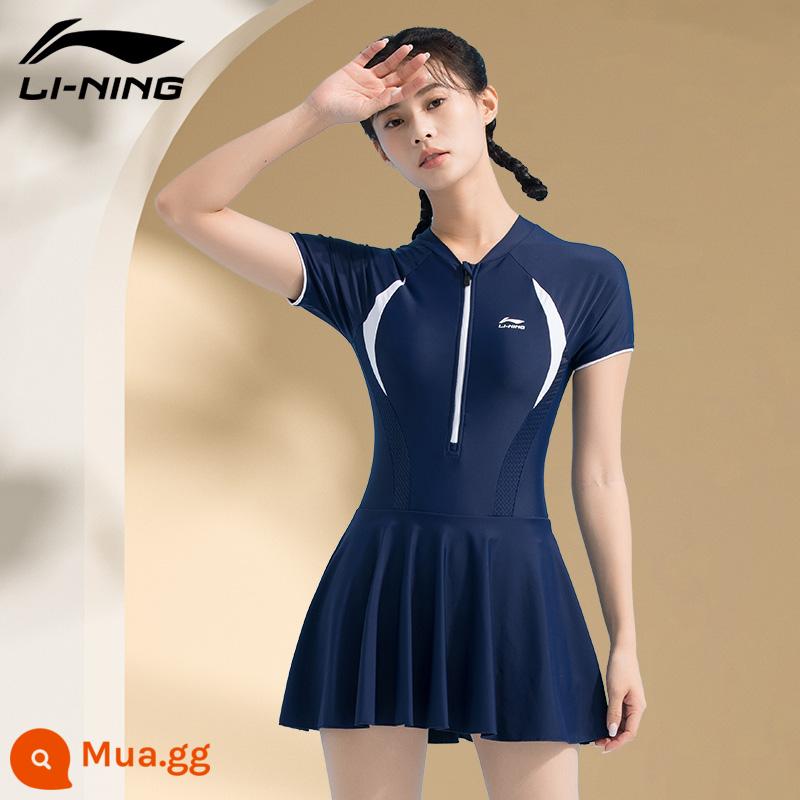 Đồ Bơi Li Ning Đầm Mùa Xuân Nữ 2022 Mới Phong Cách Bùng Nổ Cho Thấy Mỏng Che Béo Bụng Bé Gái Bảo Thủ Đồ Bơi - [063 Đồ bơi một mảnh màu xanh hải quân] Liên hệ bộ phận chăm sóc khách hàng để nhận được bất ngờ