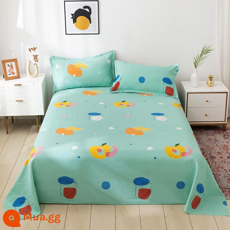 Cotton Cũ Vải Thô Đơn Dày 1.5 M Đôi Ký Túc Xá Sinh Viên Giường Đơn Mùa Hè Chăn Bộ 3 - quả mọng mùa hè xanh