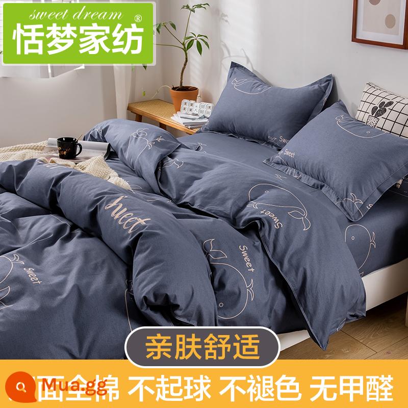 Vỏ chăn đơn cotton 150x200 ký túc xá sinh viên 1.5 mét đơn 200x230 đôi vỏ chăn 100 cotton mùa đông - lợn chàm