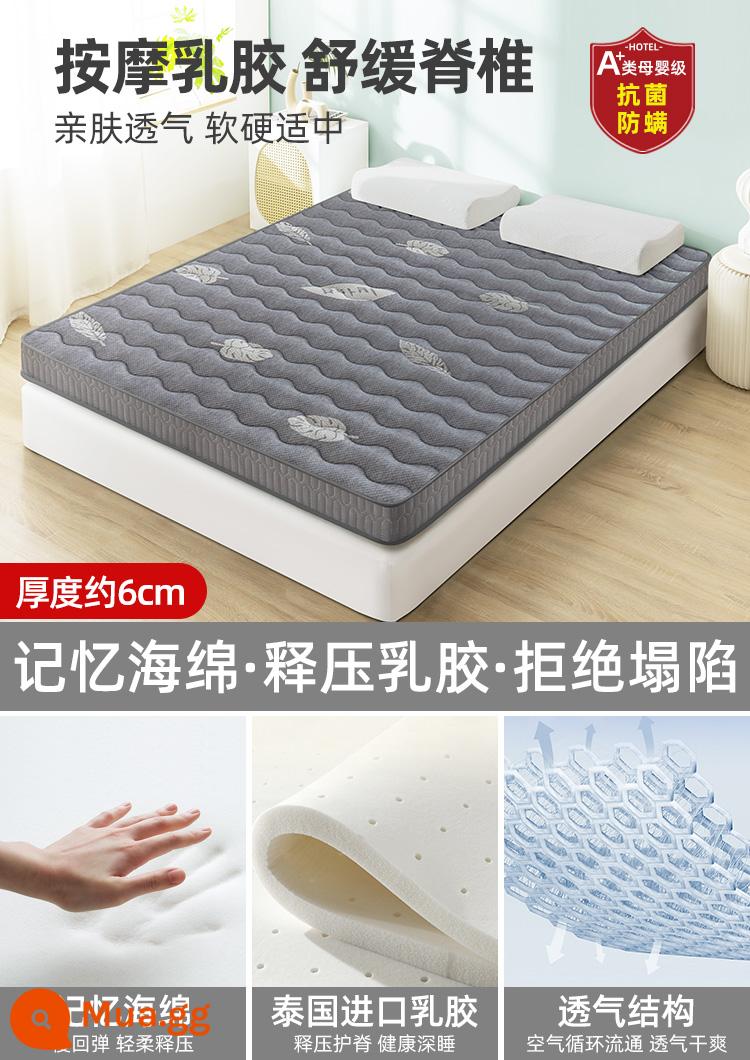 Nệm cao su đệm nhà dày chiếu tatami ký túc xá sinh viên đệm xốp đơn nệm cho thuê đặc biệt - Lianye Grey [mủ cao su đàn hồi dày 6cm]