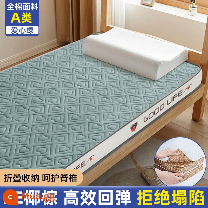 Cọ dừa nệm cứng thảm ký túc xá sinh viên đơn dày đệm cao su 90x190 gấp tatami nệm miếng lót - Màu Xanh Tình Yêu [Phong Cách Thoải Mái 6cm]