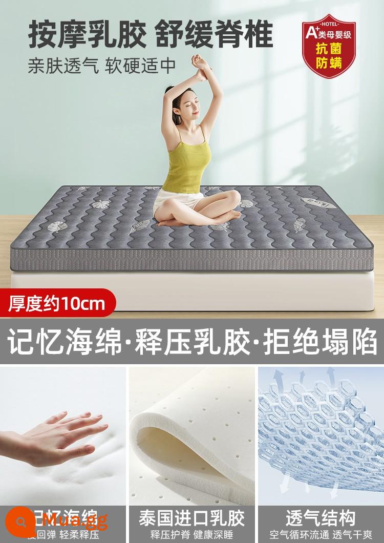 Nệm cao su đệm nhà dày chiếu tatami ký túc xá sinh viên đệm xốp đơn nệm cho thuê đặc biệt - Lian Ye Grey [cao su dày đàn hồi cao 10 cm]