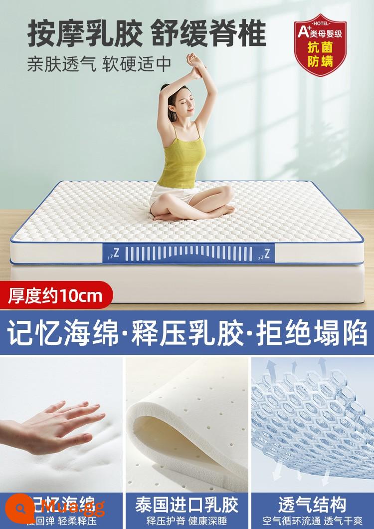 Nệm cao su đệm nhà dày chiếu tatami ký túc xá sinh viên đệm xốp đơn nệm cho thuê đặc biệt - Ngủ yên - Yuanqi Blue [mủ cao su dày 10cm]