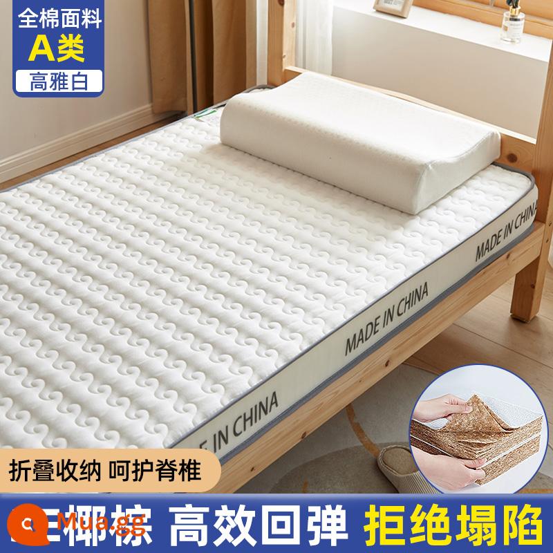 Cọ dừa nệm cứng thảm ký túc xá sinh viên đơn dày đệm cao su 90x190 gấp tatami nệm miếng lót - Màu trắng thanh lịch [Phong cách thoải mái 6cm]