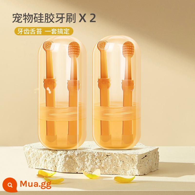 Mèo cưng silicone bàn chải đánh răng nhỏ mèo đánh răng cho chó Bộ kem đánh răng loại bỏ hơi thở có mùi có thể ăn được đồ làm sạch răng - Bàn chải đánh răng silicon dành cho thú cưng * 2 hộp (tổng cộng 4 chiếc)