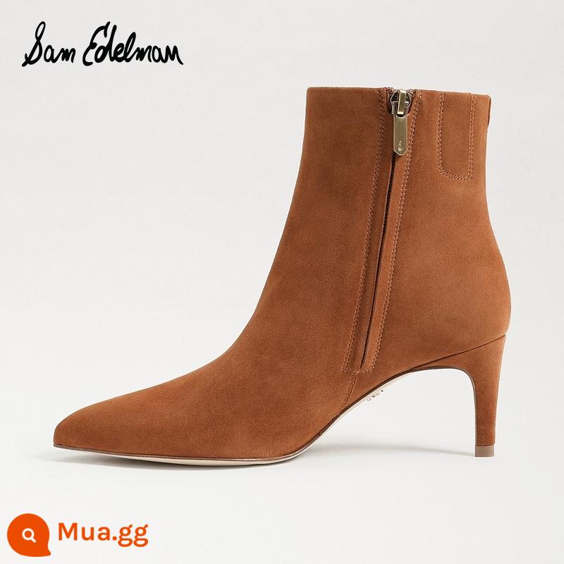 Sam Edelman2022 Mùa thu và mùa đông mới nhọn retro -Boots Fashion Boots Children Ulissa - Màu nâu (da cừu xẻ)