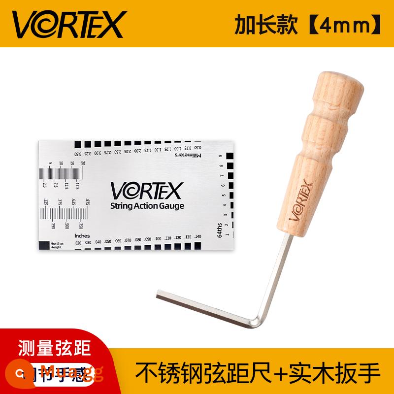 VORTEX Dây Đàn Guitar Đo Khoảng Cách Thước Bass Cổ Điển Đàn Guitar Điện Điều Chỉnh Cổ Cờ Lê Dây Chiều Cao Thước Kẹp Dụng Cụ Thước - Thước dây thép không gỉ + cờ lê tay cầm bằng gỗ nguyên khối thông thường [4mm]