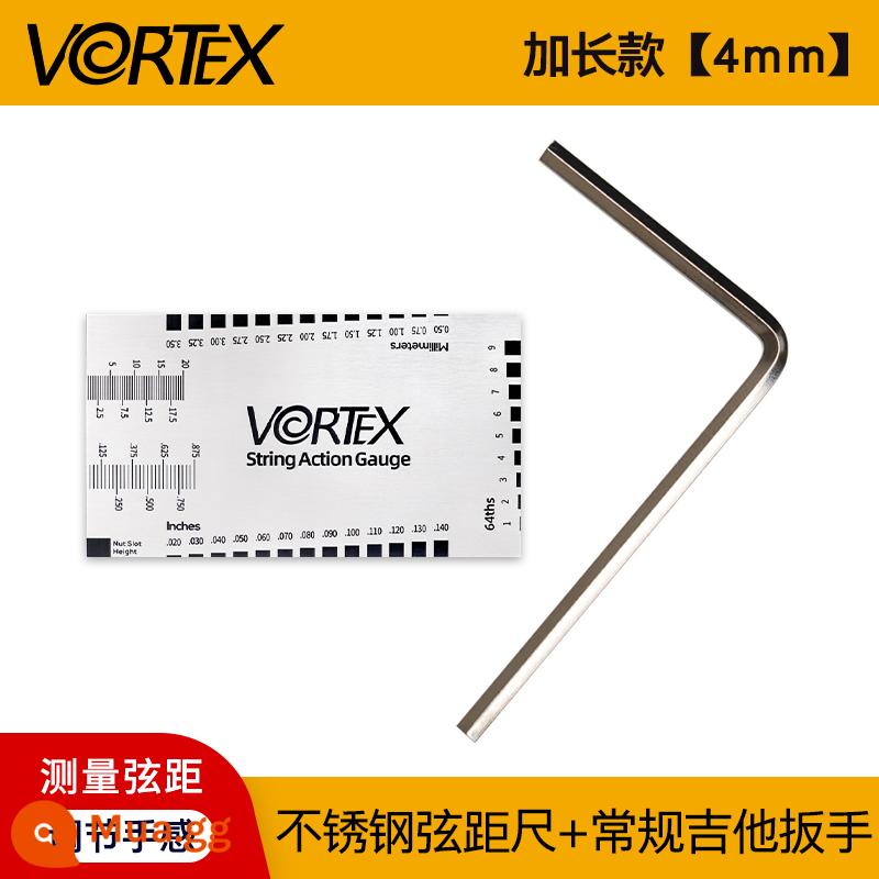 VORTEX Dây Đàn Guitar Đo Khoảng Cách Thước Bass Cổ Điển Đàn Guitar Điện Điều Chỉnh Cổ Cờ Lê Dây Chiều Cao Thước Kẹp Dụng Cụ Thước - Thước dây thép không gỉ + cờ lê đàn guitar thông thường [4mm]