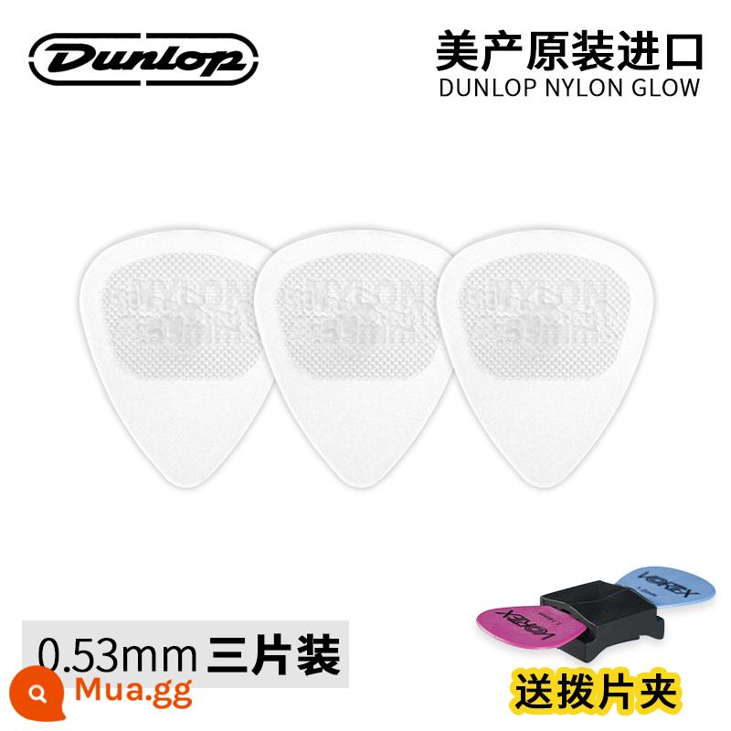 Gậy đàn 6 múi Dunlop Đàn guitar Dunlop pick đàn guitar dân gian nylon dạ quang siêu mềm chống trơn trượt - Gói ba mảnh 446R_0.53 dạ quang