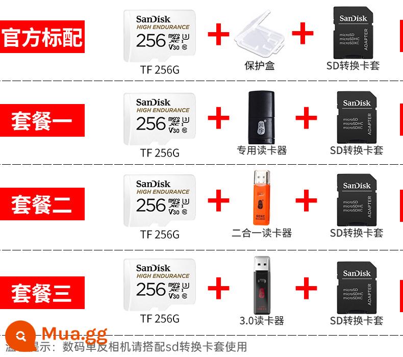 Thẻ nhớ SanDisk 256g thẻ sd tốc độ cao điện thoại di động lái xe đầu ghi giám sát chụp ảnh ống kính máy ảnh lưu trữ 4k thẻ tf - 256G/chỉ giám sát máy ghi âm lái xe