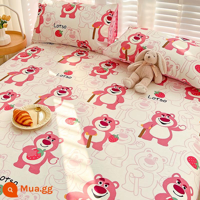 Dễ thương dành cho trẻ em ga trải giường bằng cotton nguyên chất một mảnh cotton 100 ký túc xá ga trải giường đơn được trang bị ga gối 1,5m 2 bộ ba mảnh 8 - Gấu Hàn Hàn