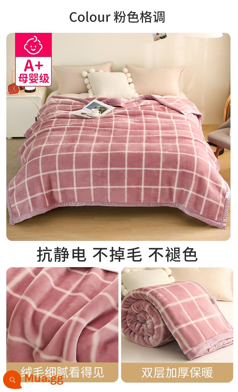 Raschel chăn dày mùa thu và mùa đông san hô ấm flannel chăn đơn ký túc xá sinh viên giường với chăn - Phong cách màu hồng [bộ đồ giường dày hai lớp, hai mục đích]