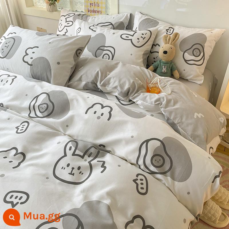 Ins gió giường 4 món 100 cotton ga trải giường cotton nguyên chất Tulip 3 bộ nhỏ họa tiết hoa chăn ga gối đệm ga trải giường - Thỏ Thời Trang [In 100% Cotton]