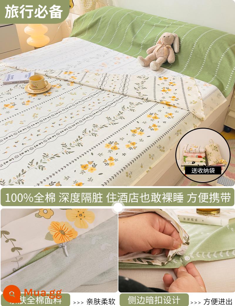 Cotton bẩn túi ngủ khách sạn xách tay du lịch tàu ngủ hiện vật ga trải giường cotton vỏ chăn chuyến đi công tác khách sạn - Yoyocao (túi ngủ)-gửi cùng túi đựng đồ