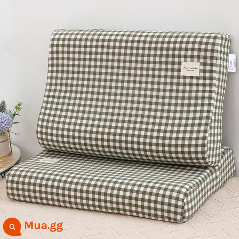 INS sản phẩm tốt vỏ gối cao su một đôi vỏ gối cao su cotton 60x40 cotton giặt sạch trẻ em cotton nguyên chất 50x30 - ☆ Vỏ gối cao su cotton [lưới nhỏ màu nước] một đôi