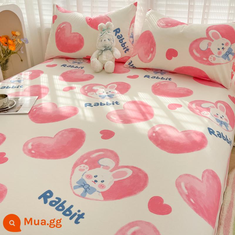 Giường cotton túi một mảnh trải giường cotton Simmons bọc nệm giường túi trẻ em áo gối chống trơn trượt 3 bộ giường ngủ - Thỏ hạnh phúc