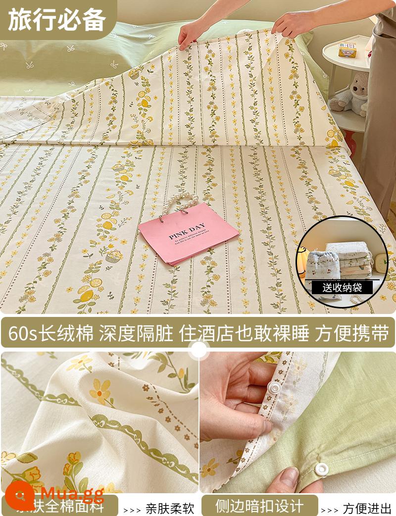 Cotton bẩn túi ngủ khách sạn xách tay du lịch tàu ngủ hiện vật ga trải giường cotton vỏ chăn chuyến đi công tác khách sạn - Lemon Tree (Túi ngủ) - Tặng kèm túi đựng đồ cùng kiểu dáng