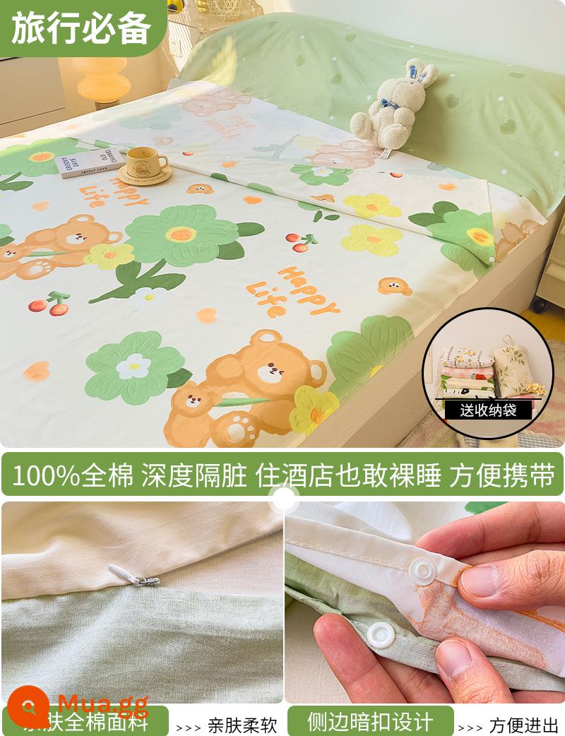 Cotton bẩn túi ngủ khách sạn xách tay du lịch tàu ngủ hiện vật ga trải giường cotton vỏ chăn chuyến đi công tác khách sạn - Sweet Heart (Túi Ngủ) - Tặng kèm túi đựng đồ cùng kiểu dáng