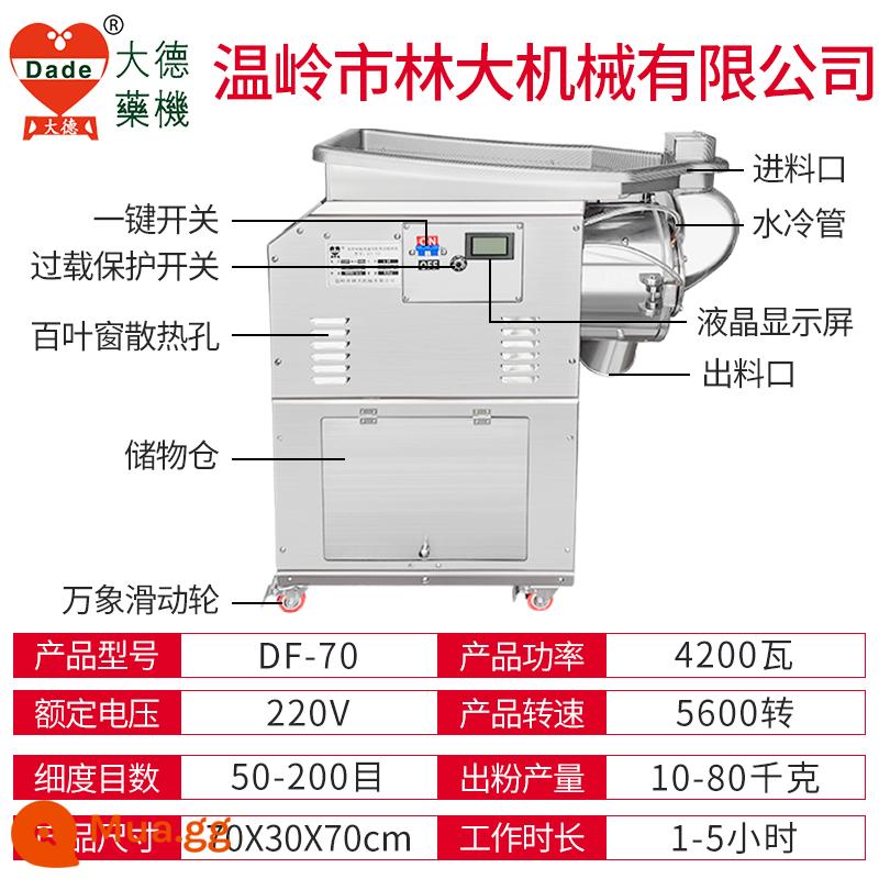 Dade Dược phẩm DF-70 Vật liệu dược liệu Trung Quốc Mesage Full-Body Water Cold Sanqi Powder Super Fine Grinding Machine - xám nhạt