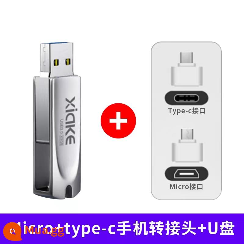 Ổ đĩa flash Charco chính hãng hàng đầu chính hãng cửa hàng bộ nhớ flash 64g điện thoại di động máy tính sử dụng kép văn phòng chữ kim loại đặc biệt ổ đĩa flash USB - 32G [phiên bản tốc độ cao 3.0] + bộ chuyển đổi kép